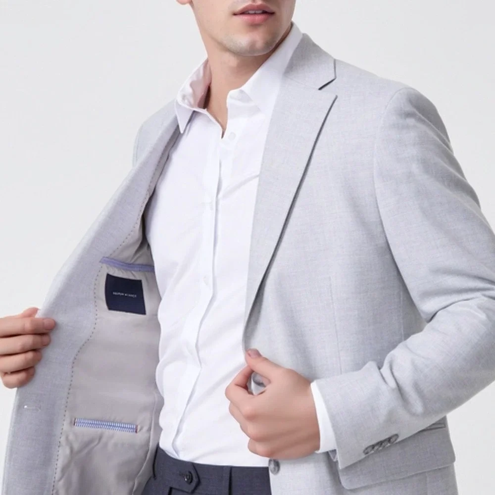 Tommy Hilfiger Men Sport Coat Conrad-TH Light Grey 46R Quiet Luxury Polished NWT